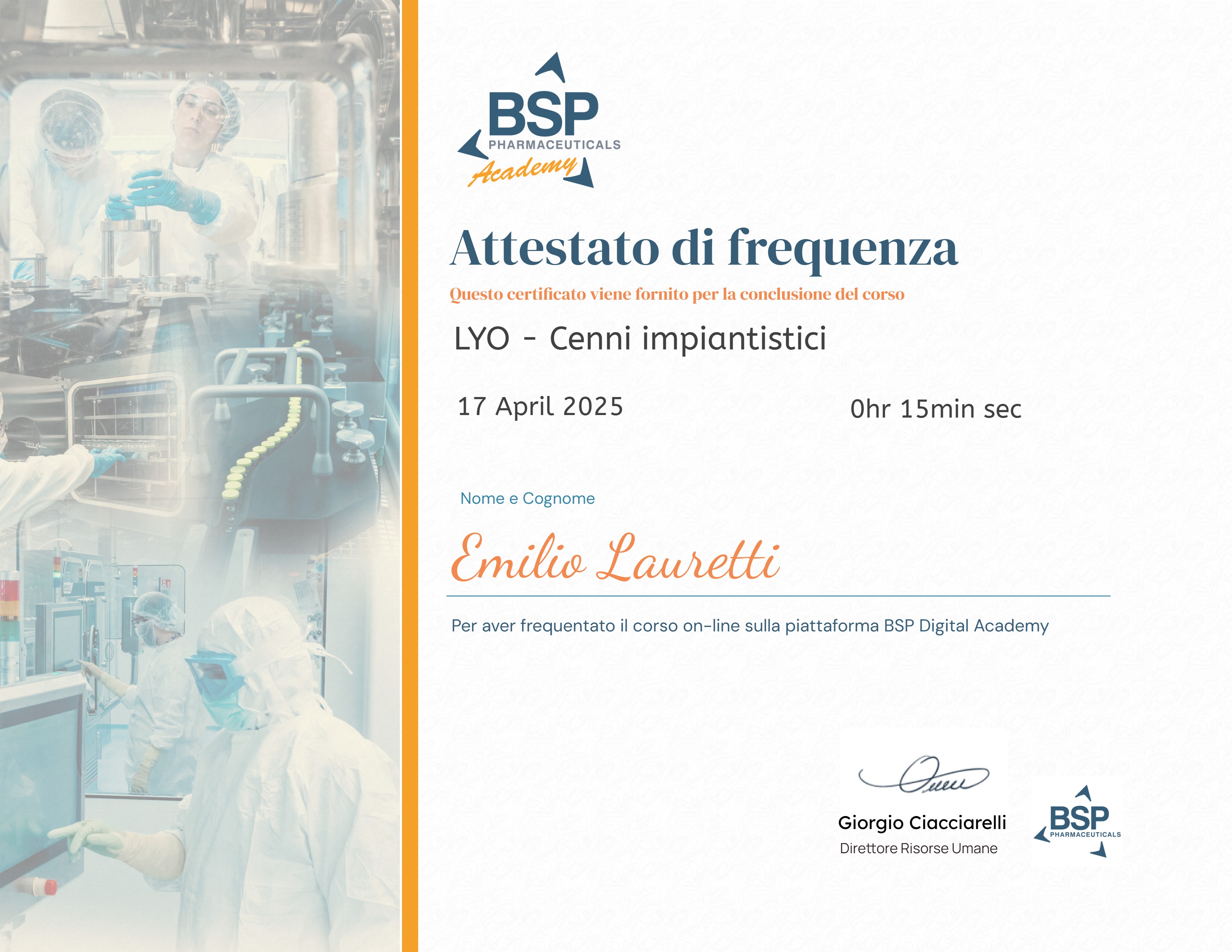 LYO - Cenni impiantistici